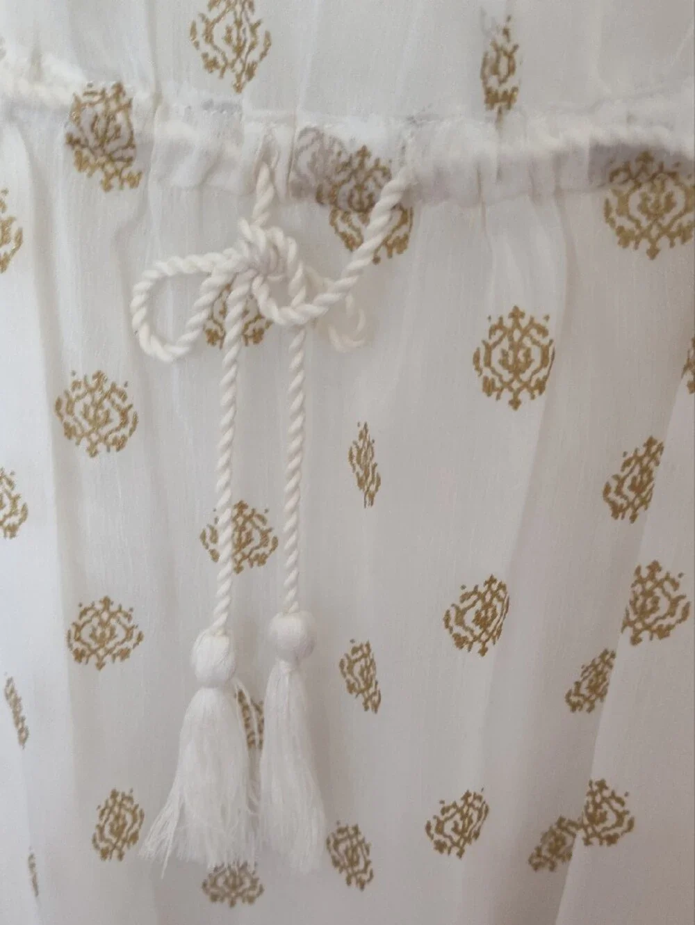 Lucky Brand Cream Maxi Dress with Gold Motif